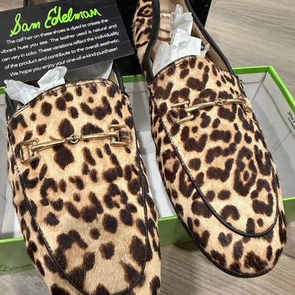 Sam Edelman Animal Print Loafers with Gold Detail - Picture 2 of 7
